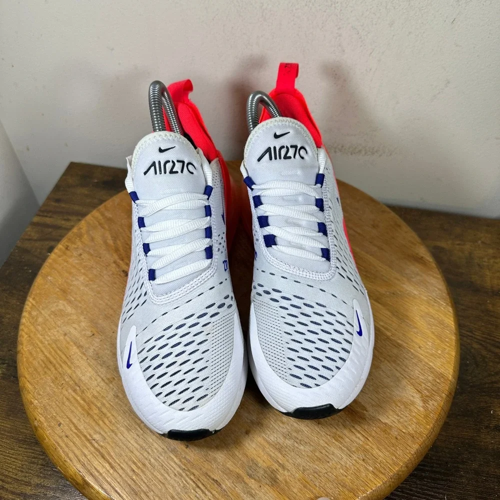 Nike Air Max 270 Womens 8 White Ultramarine Solar Red AH6789-101 Running Shoes